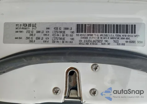 2017 Ram 2500 St z USA, uszkodzony, nr VIN 3C6UR5HL3HG758237